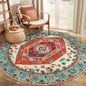 SERISSA Boho Round Area Rug, 4ft Washable Non-Slip Circle Rug, Ultra Soft Oriental Vintage Orange Low-Pile Small Circular Carpet for Bedroom Entryway Kids Room Office College Dorm Living Room