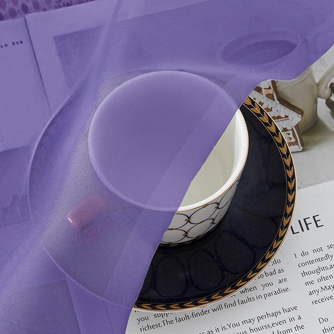 Chyhomenyc Purple Sheer Curtains 84 Inch Length 2 Panels, Light Filtering Soft Airy Voile Rod Pocket Sheer Window Drapes for Bedroom Living Room, Each 42Wx84L Inches