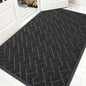 OLANLY Front Door Mat Indoor Outdoor Entrance, Waterproof All-Season, All-Weather Doormat, Sturdy Natural Rubber, Low Profile, Easy Clean Patio Porch Entryway Mat, Herringbone Brick (Black, 59x35)