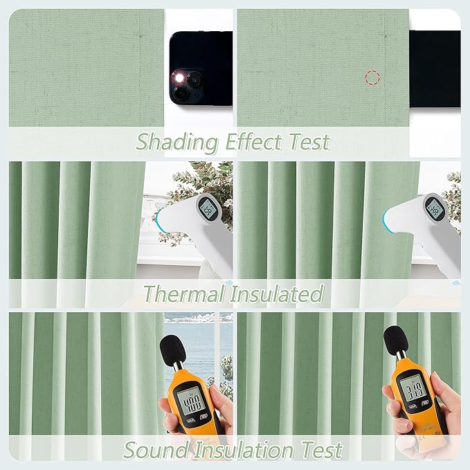 Guken 100% Blackout Curtains 120 Inch Length 2 Panels Set for Living Room Bedroom Back Tab Thermal Insulated Black Out Linen Drapes Room Darkening Window Curtains Aqua Green 52x120
