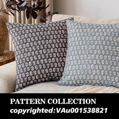 Foindtower Set of 2 Decorative Neutral Floral Print Throw Pillow Covers Vintage Accent Farmhouse Cushion Covers Boho Home Decor for Sofa Couch Chair Bedroom Living Room,18×18 Inch,Black