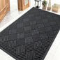 OLANLY Front Door Mat Outside Entrance 47x32, Absorbent, Heavy Duty Sturdy Natural Rubber Doormat Indoor Outdoor, Stain and Fade Resistant, Non-Slip Low Profile Floor Mat for Entryway, Black Diamond