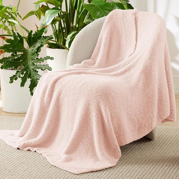Bedsure Gentlesoft Cozy Knit Throw Blanket - Super Soft Fluffy Blanket for Couch, Bed, Sofa, Lightweight Warm All Season Plush Blankets, Mothers Day, Birthday Gifts for Her Him, Pink, 50x60 Inches