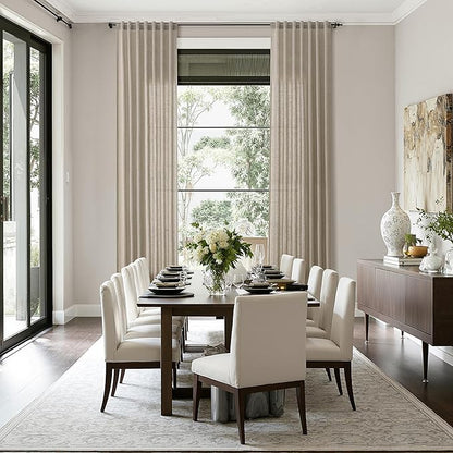 Cobblestone Linen Curtains for Living Room 126 Inches Long Light Filtering Semi Sheer Curtain Back Tab Modern Farmhouse Decor Elegant Drapes Floor to Ceiling High Window for Bedroom 52x126, 2 Panels