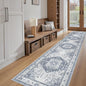 Madane Runner Rugs for Hallway 2x12 Extra Long Washable Non-Slip Hallway Runner Rug Low-Pile Stair Kitchen Throw Carpet Runner for Entrance Living Dining Laundry Room Rug (Navy/White, 2'x12')