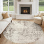 UERMEI 6ft Round Area Rug Living Room Rugs - 6x6 Washable Neutral Modern Abstract Soft Thin Rug Indoor Floor No Slip Rug Carpet for Bedroom Under Dining Table Home Office Decor - Dark Brown