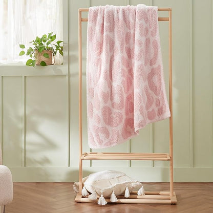 Bedsure Pink Leopard Throw Blanket, Pink Knit Plush Throw Blanket, Gift for Girlfriends Women Friends- Super Soft, GentleSoft Cozy & Warm, Breathable & Lightweight for Bed & Sofa, 50x60 Inches
