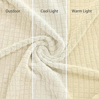 Cupuamon 2026 New Stretch Oversized Sofa Slipcovers Couch Sofa Cover for 4 Seater Furniture Protector Covers with Elastic Bottom Jacquard Fabric Small Checks for Pets, Kids - Beige