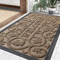 Smiry Welcome Door Mat Outside Entrance, Heavy Duty Trap Dirt and Moisture Easy Clean Low Profile Patio Porch Indoor Outdoor Front Doormat for Entry, 35x23 Inch, Brown