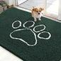 OLANLY Dog Door Mat for Muddy Paws 48x30, Paw Print Design, Absorbs Moisture and Dirt, Absorbent Non-Slip Washable Doormat, Quick Dry Chenille Mud Mat, Entry Indoor Entryway Carpet, Blackish Green