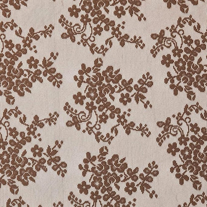 YJ YANJUN Vintage Lace Curtains 54 Inch Length-Brown Kitchen Curtains for Small Window, Victorian Floral Pattern, Light Filtering Voile Sheer Panels for Bedroom Bathroom 52" W x 54" L 2 Panels