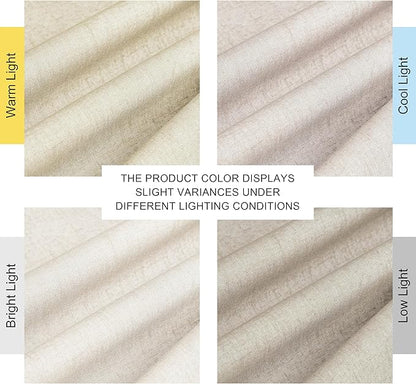 NICETOWN Cream 100% Blackout Linen Curtains 102 inch Long Burg for Living Room, 1 Pair, 52" Width Each Panel, Farmhouse Thick Completely Blackout Window Treatment Thermal Insulated Drapes