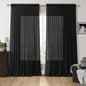 Nanspring Extra Wide Linen Curtains for Living Room 108 Inch Length for Room Divider Black Rustic Farmhouse Drape Rod Pocket Back Tab Light Filtering Bedroom Window Curtain for Sliding Door 100x108