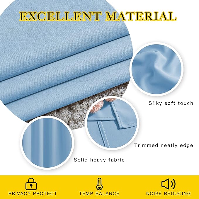 NICETOWN Blue Blackout Curtains 84 inch Length 2 Panels, Grommet Thermal Insulated Window Treatments Light & Sound Reducing Drapes for Living Room/Bedroom, W46 x L84