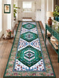 SERISSA Runner Rug for Hallways, 2'6"x10' Washable Non Slip Kitchen Runner Rug, Long Boho Rug Vintage Green White Hallway Stair Ultra Soft Print Floor Carpet for Bedroom Bathroom Laundry Room