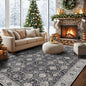 Washable Large 9x12 Area Rug: Indoor Oriental Living Room Carpet with Non Slip Backing Ultra Soft Low Pile Rugs for Bedroom Dining Room Distressed Stain Resistant Thin Floor Mat (9x12 Black)