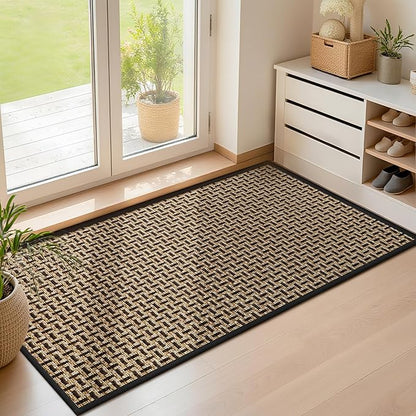LEKEEPGO Door Mat Indoor Entrance 24"x47", Absorbent Indoor Door Mat Large, Non Slip Rubber Backing Inside Door Mats, Washable Floor Mat, Low-Profile Doormat for Front Door, Entryway, Entrance, Black