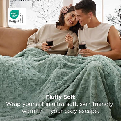 Bedsure GentleSoft Blankets Queen Size for Bed - Super Soft Cozy Blanket for Kids Girls, Large Fuzzy Fleece Spring Throw for Bedroom Decor, Sage Green, 90x90 Inches