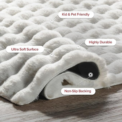 nuLOOM 3'9" x 6' Cozy Plush SuperiorWash Area Rug, Machine Washable, Non-Slip, Soft Fluffy Shag Carpet for Living Room Bedroom Kids Room Nursery Home Decor, Jeni White
