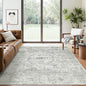 Soalmost 6x9 Area Rug for Living Room Floral Washable Non-Slip Gray Rugs for Bedroom Dinning Room Ultra-Thin Indoor Grey Rug