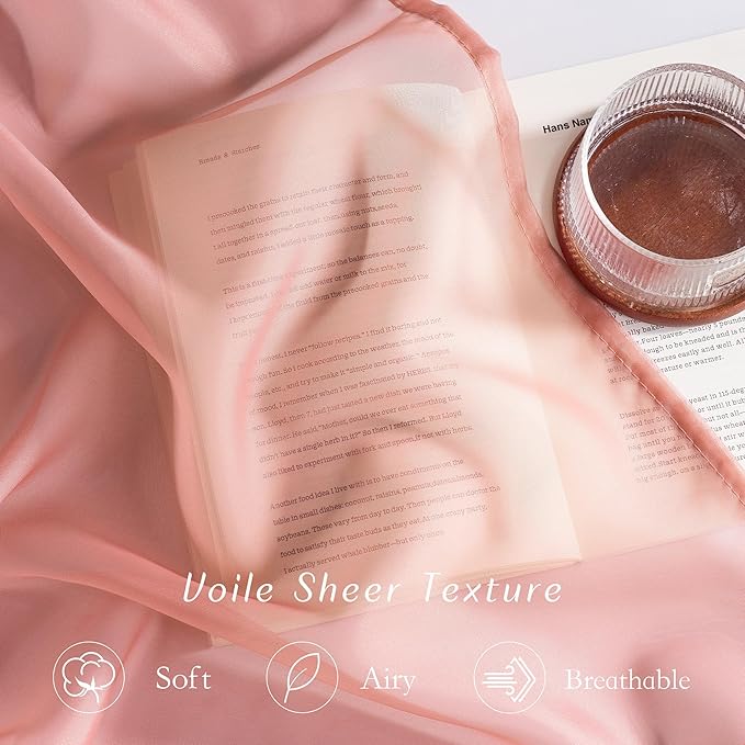 NICETOWN Coral Pink Sheer Window Curtains for Princess Room, Grommet Voile Sheer Window Treatment Light Filtering for Bedroom/Girls Room, W54 x L84, 2 Panels