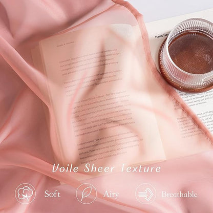 NICETOWN Coral Pink Sheer Window Curtains for Princess Room, Grommet Voile Sheer Window Treatment Light Filtering for Bedroom/Girls Room, W54 x L84, 2 Panels