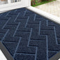 OLANLY Front Door Mat Indoor Outdoor Entrance, Waterproof All-Season, All-Weather Doormat, Sturdy Natural Rubber, Low Profile, Easy Clean Patio Porch Entryway Mat, Herringbone Brick (Blue, 29.5x17)
