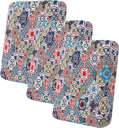 hyha Printed Couch Cushion Covers, Floral Sofa Covers Washable for 3 Cushion Couch, Stretch Pattern Outdoor Cushion Covers for Patio Furniture with Elastic Bottom(3 Packs, Patchwork Moroccan)