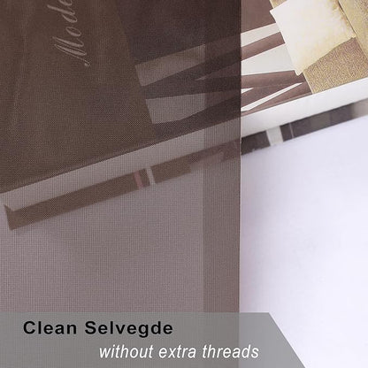 OWENIE Chocolate Sheer Curtains 96 Inch Length, Elegant Sheer Curtains for Bedroom, Window Voile Sheer Curtain Panels/Drapes/Treatment for Living Room, 2Pcs, Each 42" W x 96" L