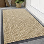Smiry Front Door Mat Outside Entrance, Heavy Duty Sturdy Natural Rubber Doormat, Trap Dirt and Moisture, Easy Clean Low Profile Mats for Indoor Outdoor Entry, Grid Geometric (59x34, Beige)
