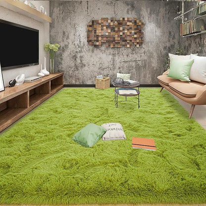 Tepook Area Rugs 9x12 for Living Room, Super Soft Fluffy Rugs for Bedroom, Modern Shaggy Rug Fuzzy Carpets for Kids, Plush Indoor Nursery Home Decor Rug with Non-Slip Bottom, Grass Green