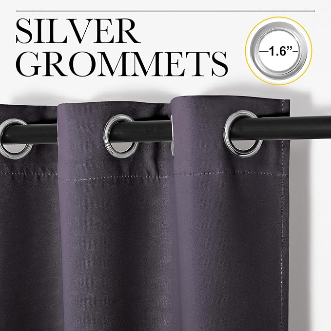 NICETOWN Greyish Purple Blackout Curtains 84 inches Length for Living Room, 2 Panels, 42" Wide, Thermal Insulated Long Drapes for Large Window