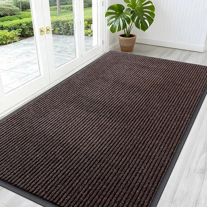 OLANLY Front Door Mat Indoor Outdoor Entrance, Waterproof Heavy Duty Doormat, Fade Resistant, Low Profile, Easy Clean Patio Porch Welcome Floor Mats for Entry, 59x30, Tan