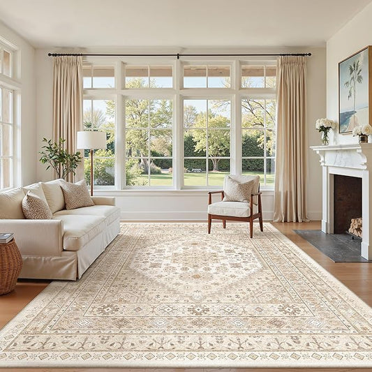zesthome 6x9 Area Rug, Super Soft Washable Rugs for Living Room, Non-Slip Stain Resistant Vintage Rugs, Ultra-Thin Large Area Rugs