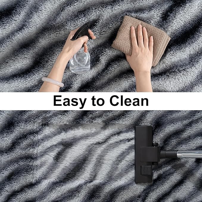 Soft Runner Rugs for Bedroom Hallways, 2x6 Black and White Fluffy Shag Throw Area Rug Non Slip for Bedside Dorm, Long Shaggy Furry Carpet for Nursery Living Room