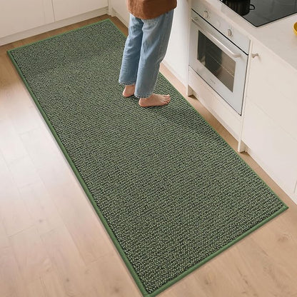 BEQHAUSE Kitchen Runner Rugs 32"x72", Non-Slip Kitchen Mats for Floor, Super Absorbent and Stain Resistant Kitchen Rug, Machine Washable Rugs for Kitchen, Hallway, Laundry & Sink, Green