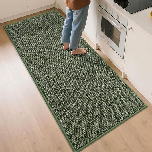 BEQHAUSE Kitchen Runner Rugs 32"x72", Non-Slip Kitchen Mats for Floor, Super Absorbent and Stain Resistant Kitchen Rug, Machine Washable Rugs for Kitchen, Hallway, Laundry & Sink, Green