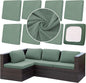 8Pcs Outdoor Cushion Covers, Patio Cushion Covers,Stretch Elastic Slipcovers, Replacement Washable Furniture Protector for Patio Couch,Thick Jacquard Fabric(Matcha Green, Cover Only)