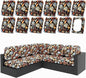hyha 12Pcs Patio Cushion Covers, Stretch Outdoor Couch Cushion Covers Replacement, Washable Outdoor Chair/Sofa Slipcovers for Patio Furniture Cushions Protector with Elastic Bottom(Floral,Cover Only)