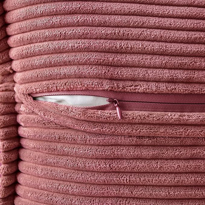 MIULEE Decorative Throw Pillow Covers for Couch Bed Livingroom 16x16 Inch Set of 2 Cranberry Red Boho Accent Throw Pllows Broadside Striped Patchwork Soft Corduroy Pillowcases