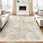 6x9 Abstract Area Rugs for Living Room 6 x 9 Washable Non Slip Low Pile Gray Rugs for Bedroom Dining Room Foldable Thin Beige Gray
