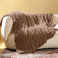 Ultra Soft Cozy Faux Fur Throw Blanket, Fuzzy Plush Thick Bubble Blanket, Oversize Luxury Fluffy Blanket for Couch, Sofa, Bedroom, and Living Room,50x60 Inches,Double Sided Light Brown