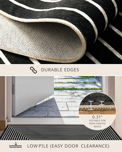 Latte&Fog 2x3 Entryway Rug, Small Modern Abstract Door Mat, Washable Kitchen Rug, Boho Non Slip Low Pile Carpet for Indoor Kitchen, Entry, Front Door and Bathroom