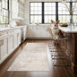 Washable 3x5 Kitchen Area Rug: Non-Slip Abstract Water-Resistant Entryway Doormat Soft Sink Fridge Bedroom Carpet Low Pile Stain-Resistant Bathroom Laundry Neutral Faded Floor Mat(3X5,Beige/Cream)