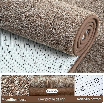 AROGAN Washable 2x10 Runner Rug for Hallway, Long Runner Rugs wtih Soft Memory Foam for Bedroom, Non Slip Backing Carpet Runners for Hallways, Kitchen, Bathroom, Entryway Home Decor, Matte Brown