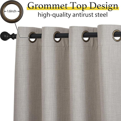 NICETOWN Thick Living Room Valances 24 inches Long, Farmhouse Grommet Faux Linen Room Darkening Curtain Tiers Thermal Insulated Window Covering Small Curtains for Cafe, Angora, W52 x L24, 1 Pair