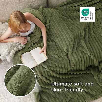 Bedsure GentleSoft Fleece King Blanket for Couch - Cozy Soft Blankets for Women, Cute Small Throws for Girls, Moss, 108x90 Inches