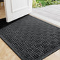 Mibao Front Door Mat Indoor Outdoor Entrance, Dirt Trapping Waterproof All-Season, All-Weather Doormat, Non-Slip Durable Natural Rubber Low Profile Easy Clean Patio Entrance Mat, 61.5" x 36", Black