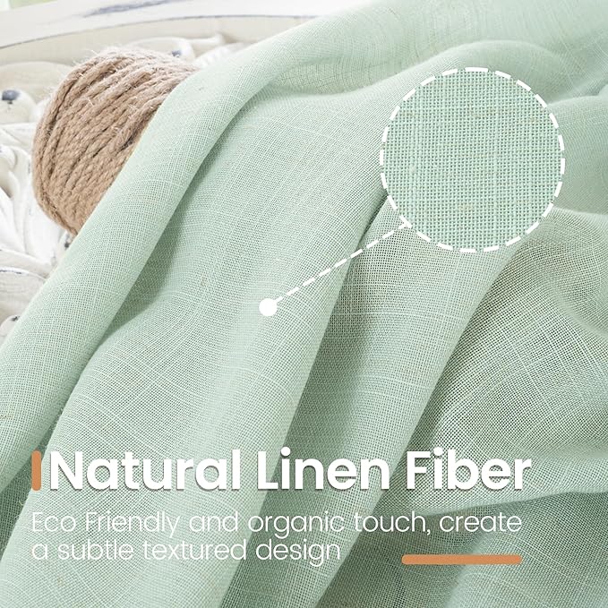 BGment Sage Green Linen Curtains 40 Inch Length for Short Kitchen Cafe Windows - Small Drapes Lightweight Country Boho Rustic Decor for Office Over Sink Rod Pocket, 2 Panels Set, 30 X 40 Inch