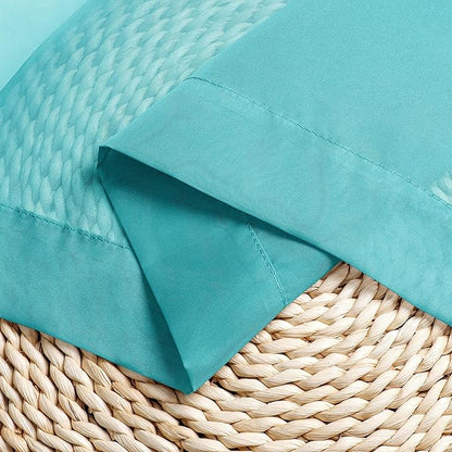 Chyhomenyc Sheer Turquoise Tier Curtains 24 Inch Length, Small Window Curtains Treatment for Bathroom Living Room Basement, Short Rod Pocket Cafe Curtain, 42W x 24L Inches, 2 Panels